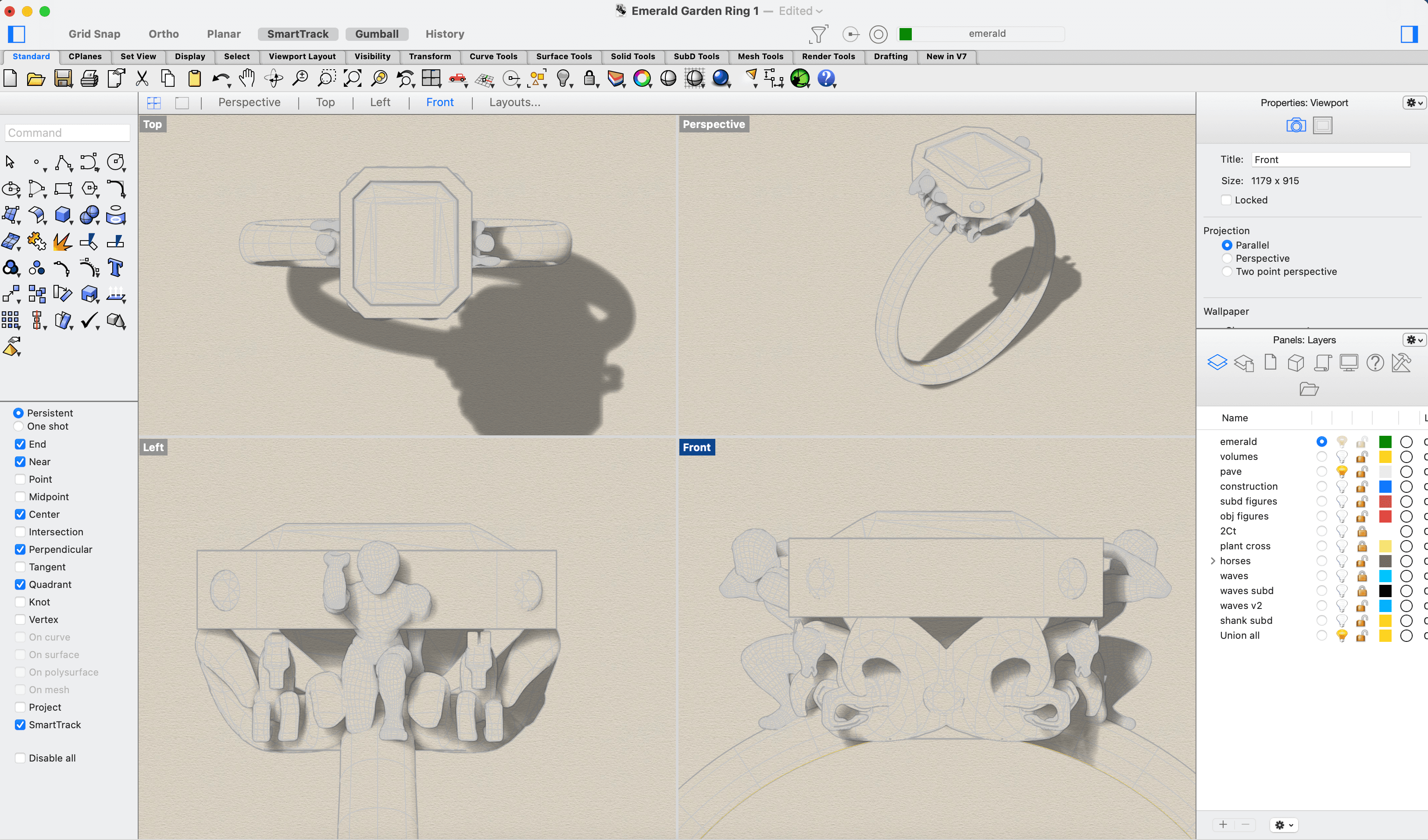 Emerald Garden Ring — CAD Design