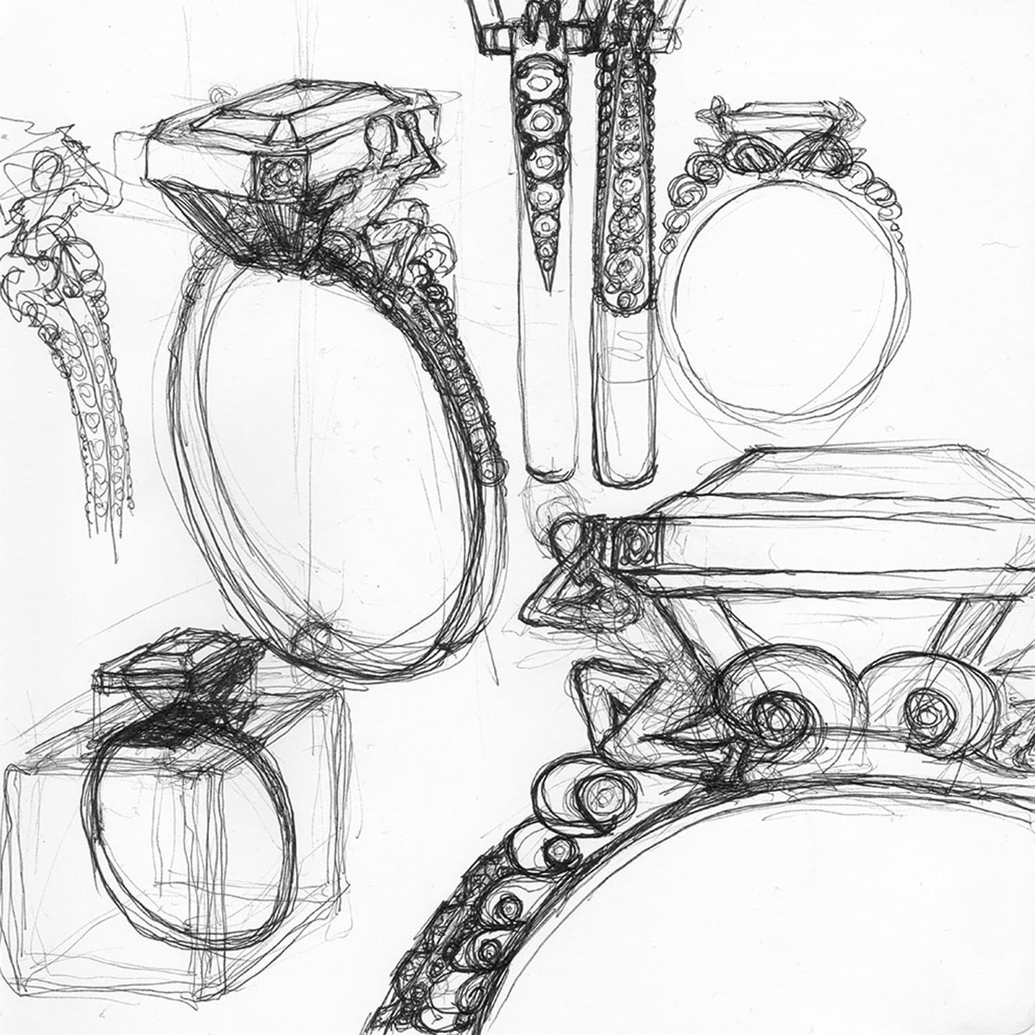 Emerald Garden Ring — drawing 1